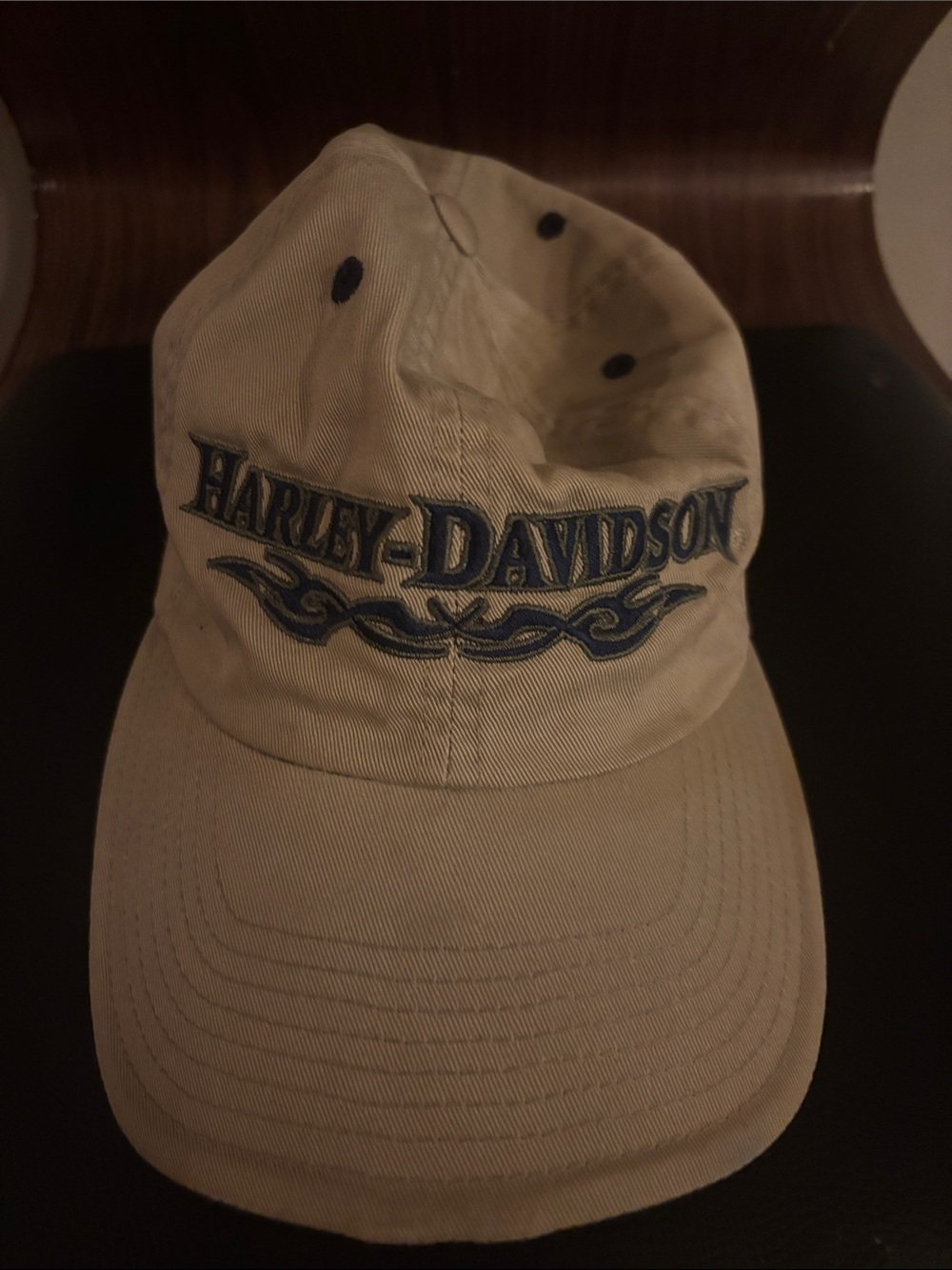 Harley-Davidson Beige Baseball Cap with Navy Embroidery